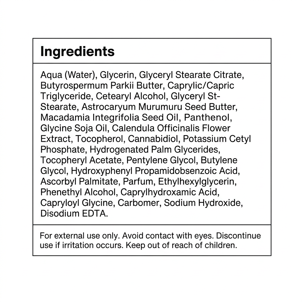 Lista de ingredientes InnovaGoods Zencare Face Cream — INCI